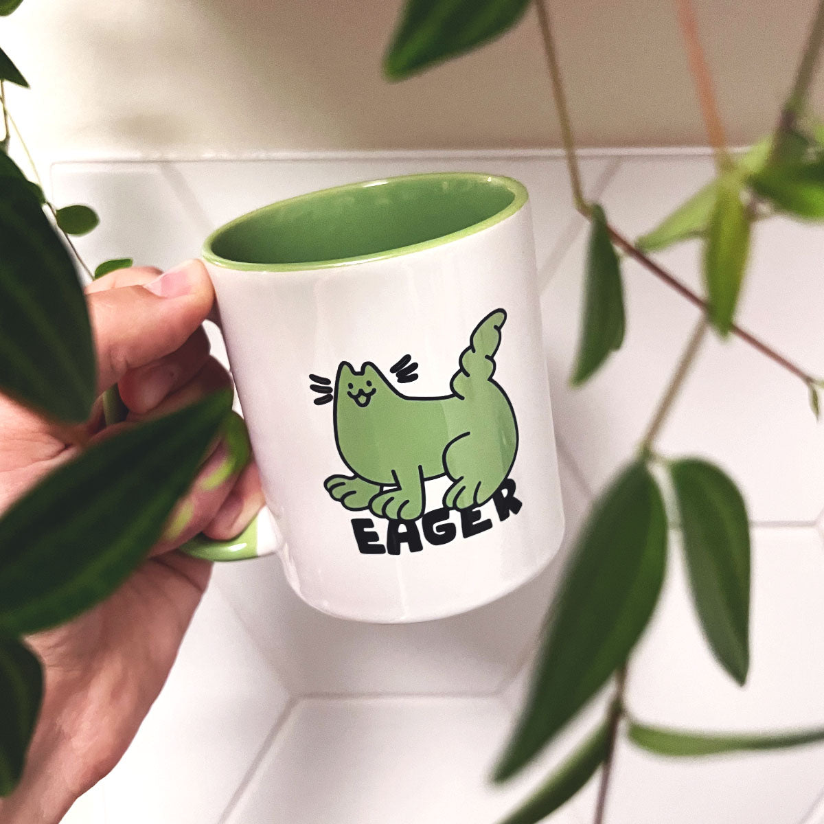 Eager Cat Dude, Grass Green - Mug