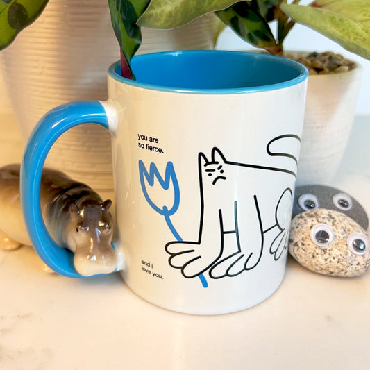 Cat Dude Thinks You're Fierce - Mug