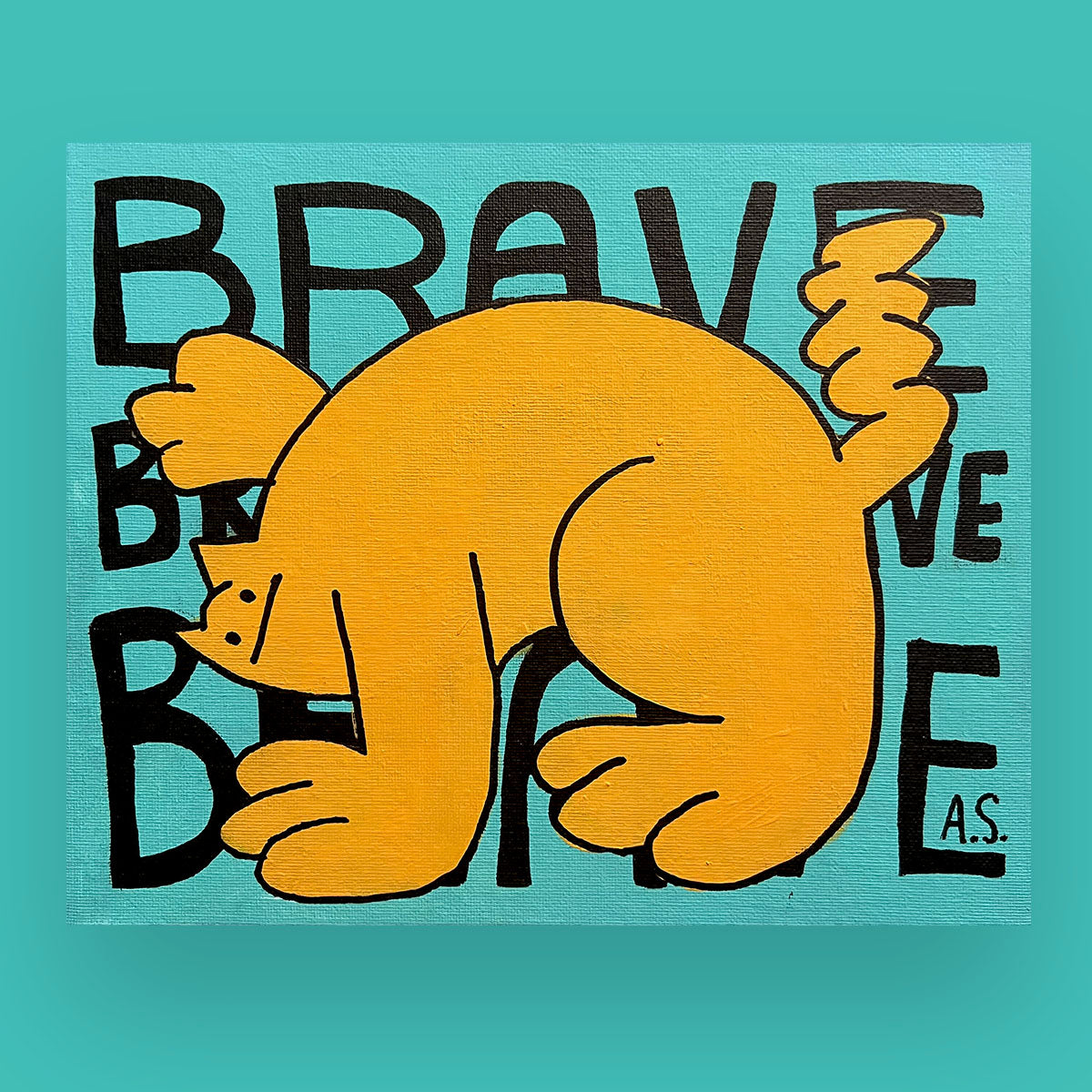 Brave Cat Dude OG, Orange on Blue - Original