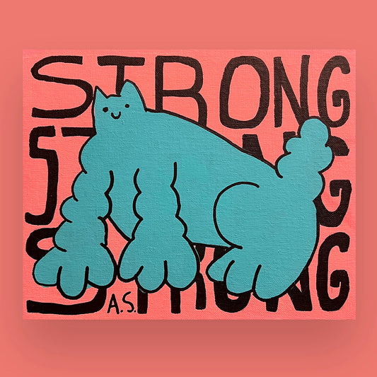 Strong Cat Dude OG, Teal on Pink - Original