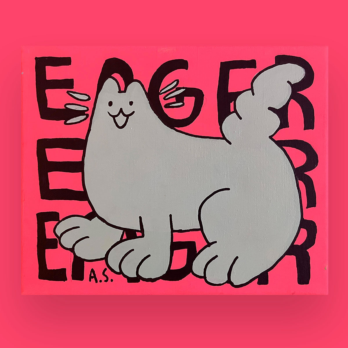 Eager Cat Dude OG, Light Blue on Pink - Original