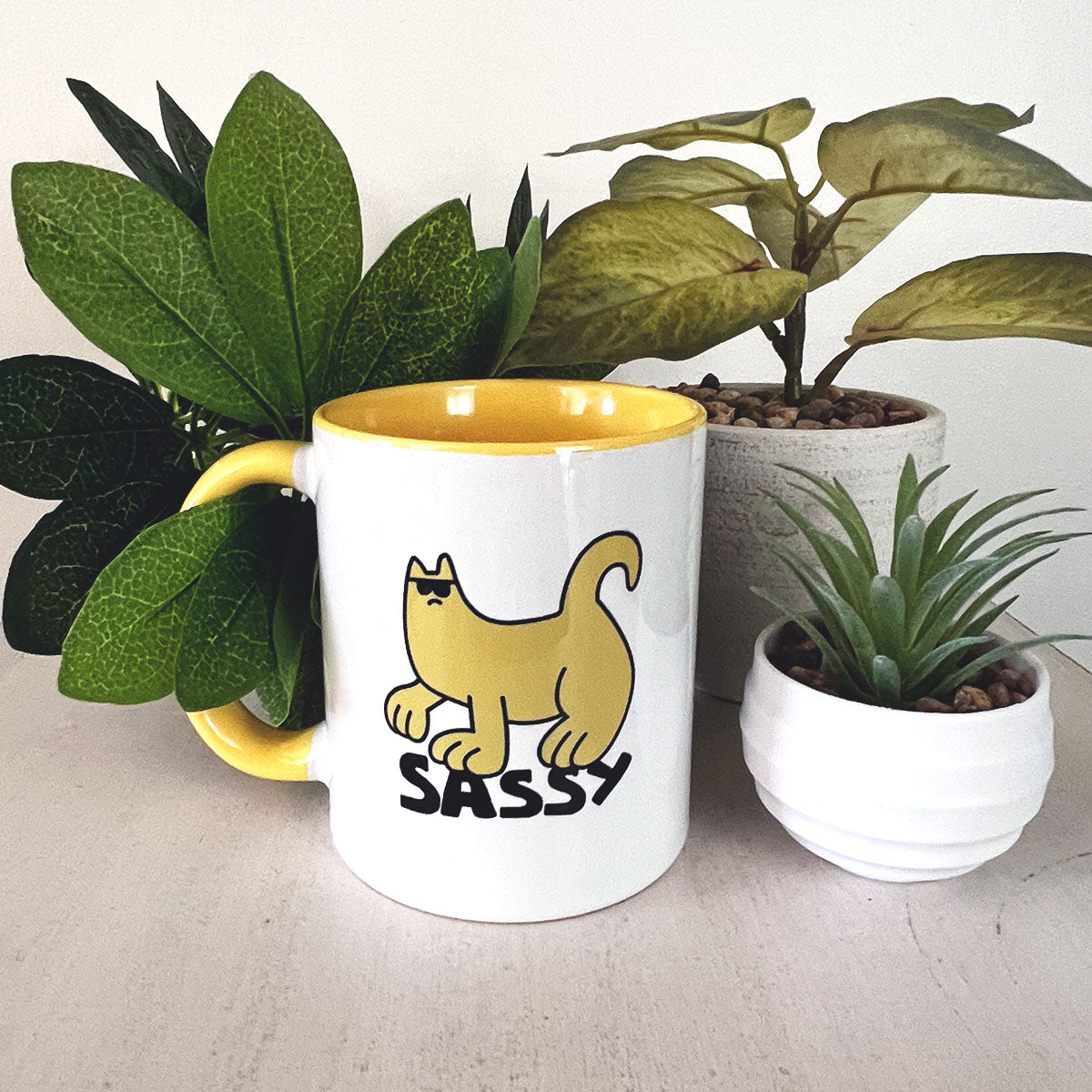 Sassy Cat Dude, Yellow - Mug