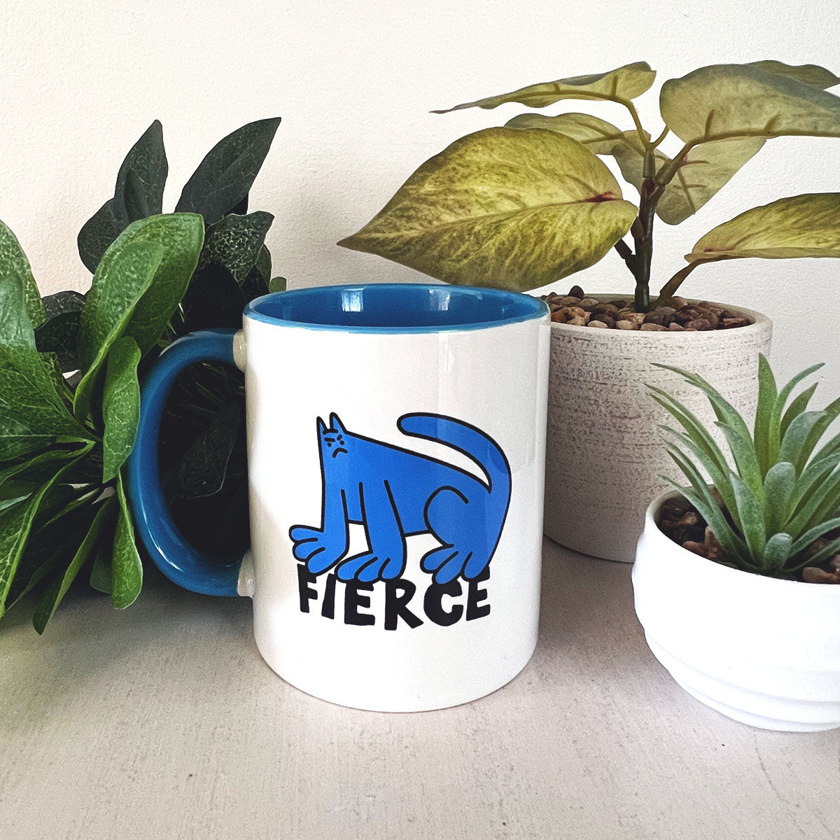 Fierce Cat Dude, Blue - Mug