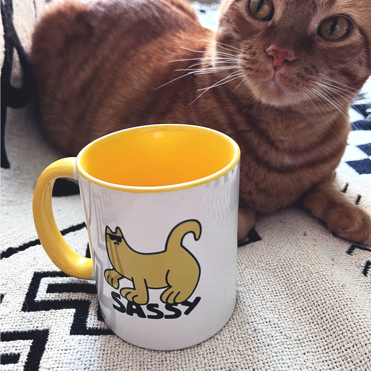 Sassy Cat Dude, Yellow - Mug