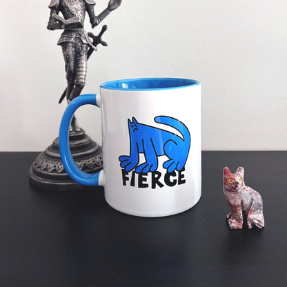 Fierce Cat Dude, Blue - Mug