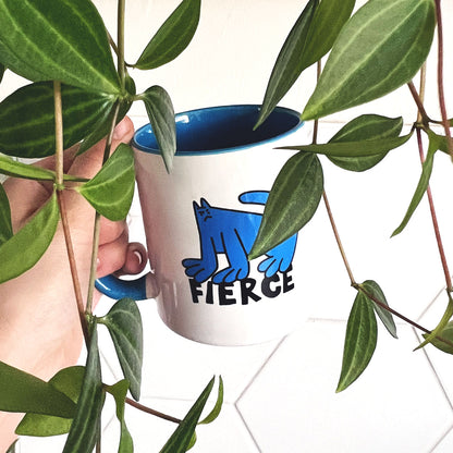 Fierce Cat Dude, Blue - Mug