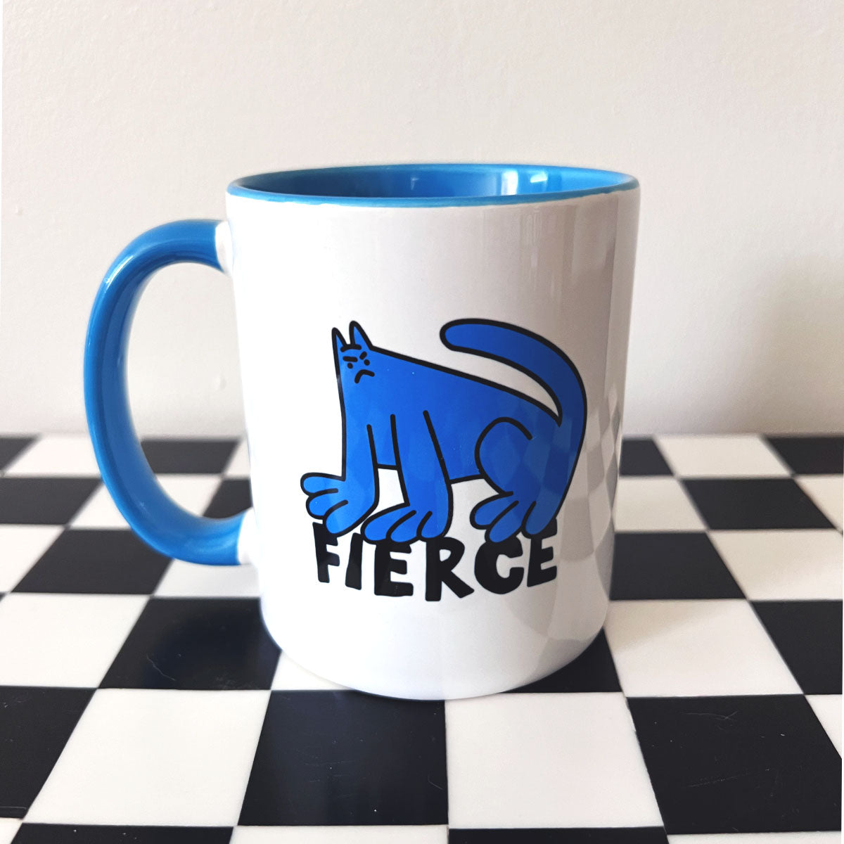 Fierce Cat Dude, Blue - Mug